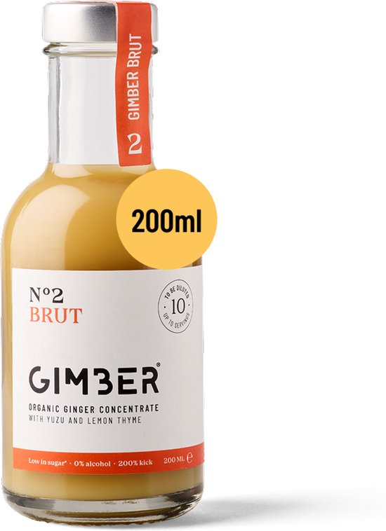Gimber N°2 Brut | Jus de Gingembre Bio | 200ml | Moins de sucre