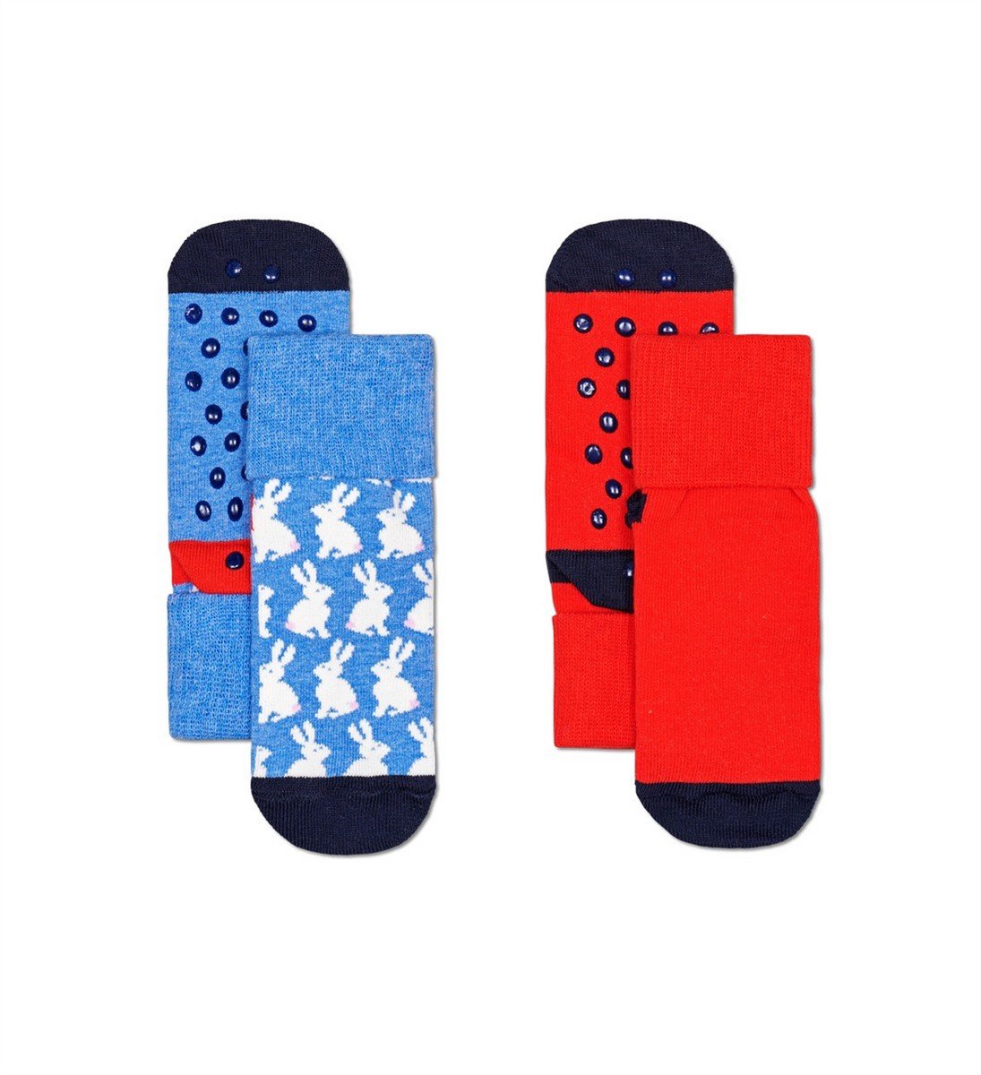 Happy Socks KBUN19-6300 2-Pack Kids Bunny Anti Slip - Maat 6-12M
