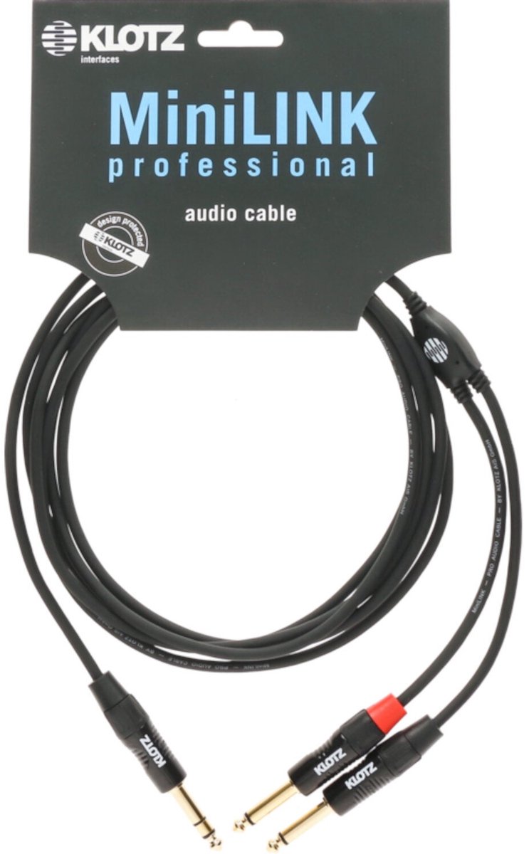 Klotz KY1-150 Insertkabel met stereo jack naar 2x mono jack 1.5 meter