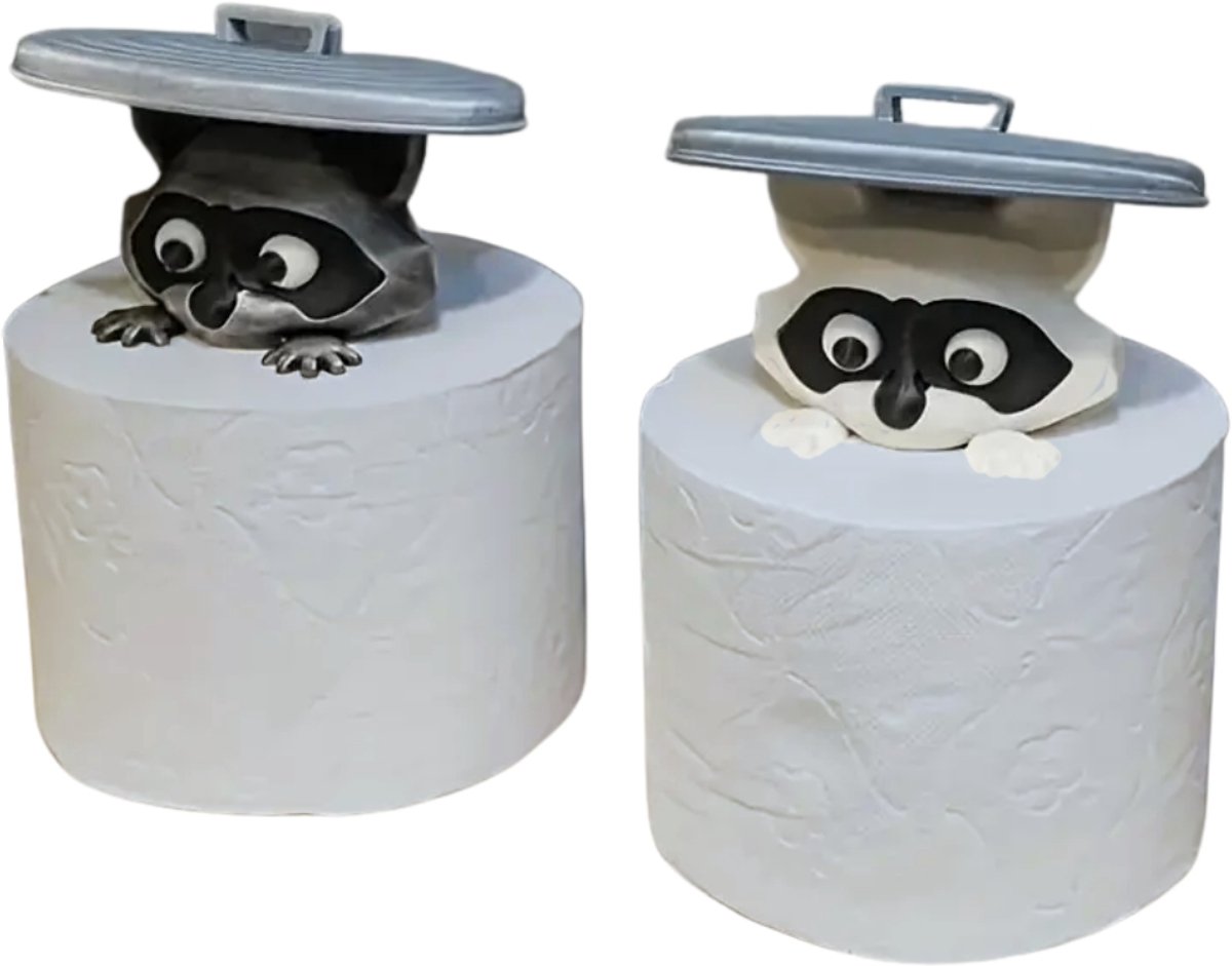 Wasbeer Toiletrolhouder (2 stuks) | Schattige Toiletpapierhouder 3D Design | Grappige Badkamer Decoratie | Reserverolhouder Diermotief | Zonder Boren