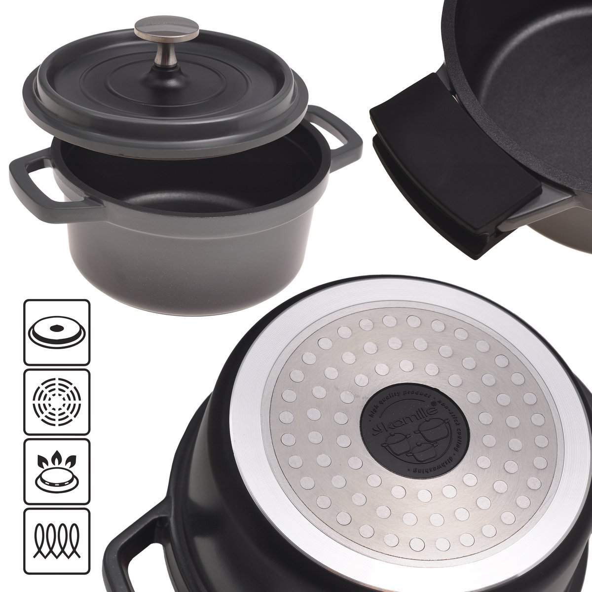 Kamille Aluminium Pan met Deksel - 1.5L - Geschikt voor Inductie