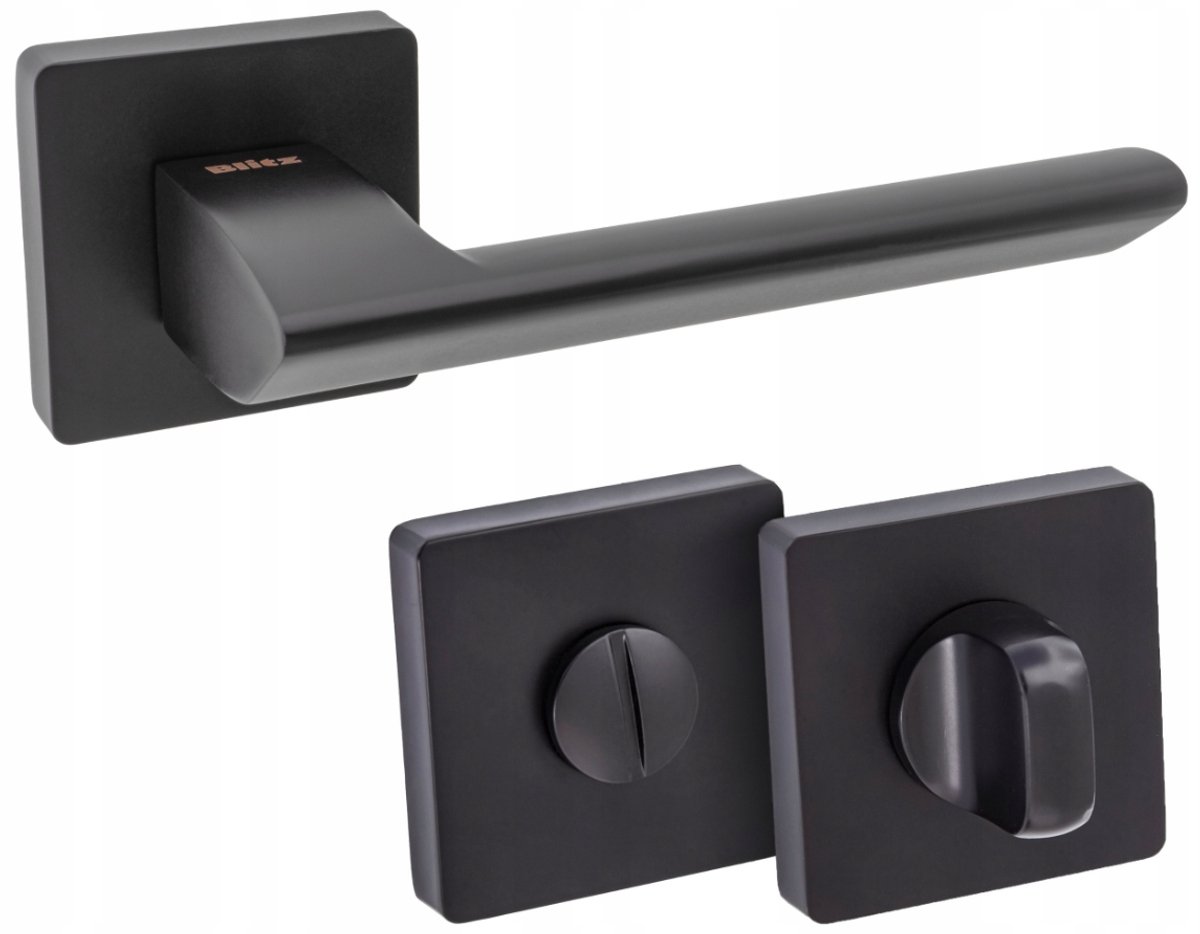 Zwarte Deurklink met WC-schild, Mat Zwart, Aluminium