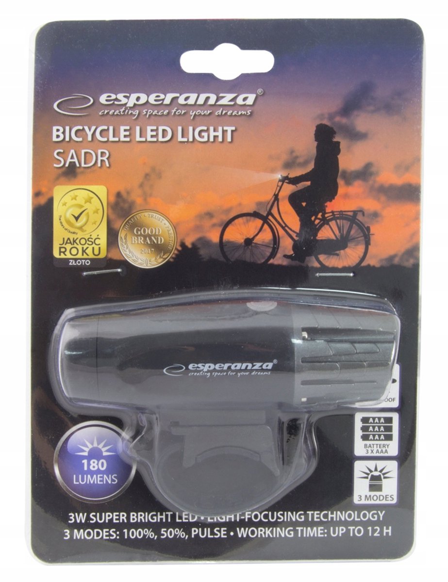 Esperanza SADR Fietsvoorlamp LED - 180 Lumen, 3 standen