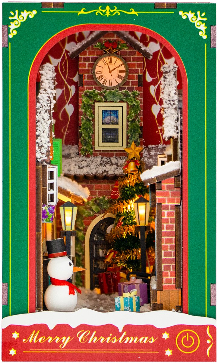 Hongda - Book Nook - DIY Miniatuur Huisjes - Modelbouwpakket - Houten Modelbouw - Tieners (14+) - Volwassenen - Houten Boekensteun - Winter of Christmas (PC2417)