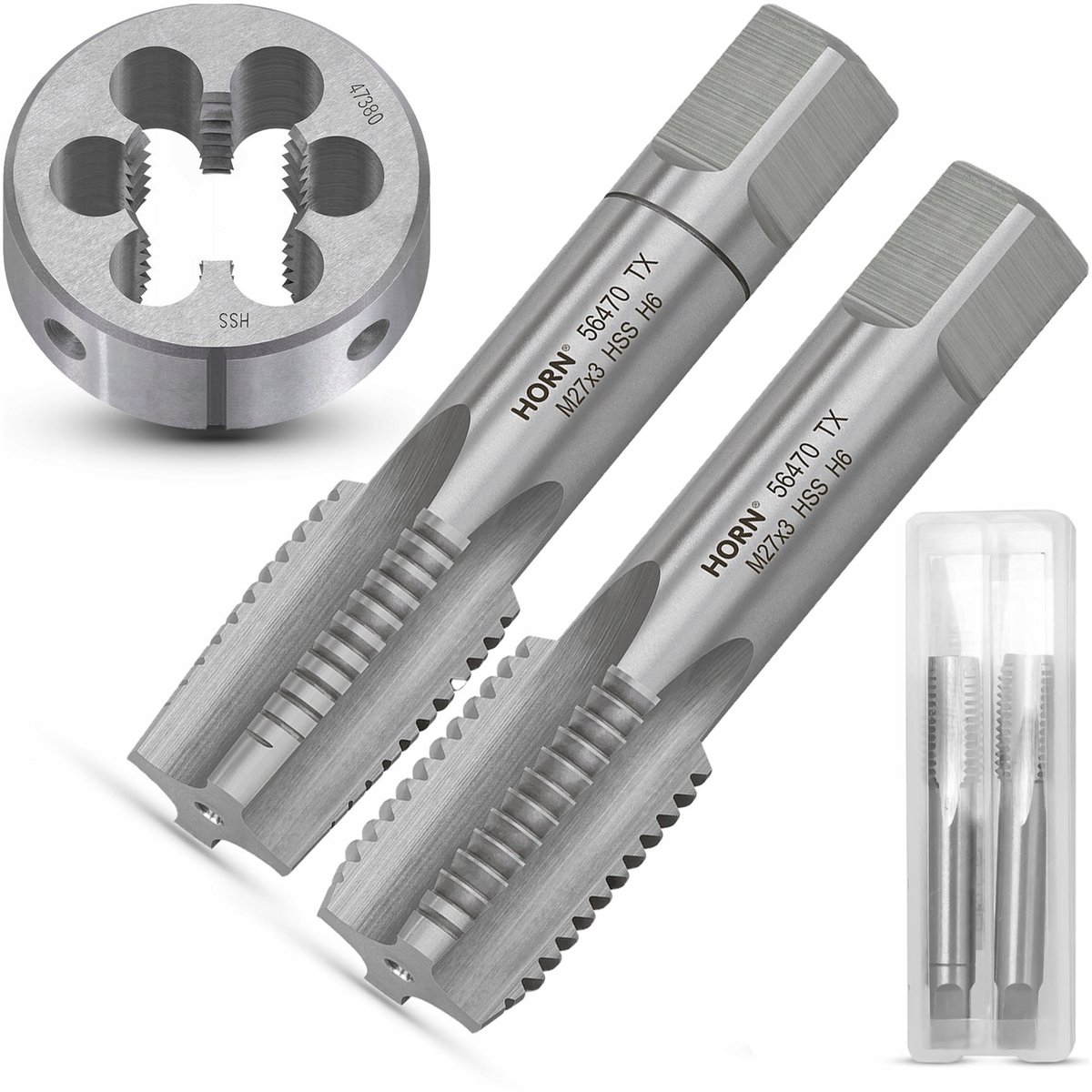 M27x3 Schroefdraad Snijgereedschap Set: 2 Tappen & 1 Schroefsnijplaat