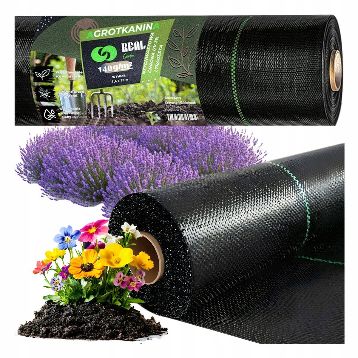 Zwarte Agrotkanina 140g/m² - 1,6x50m - Anti-wietkruid & UV Bescherming