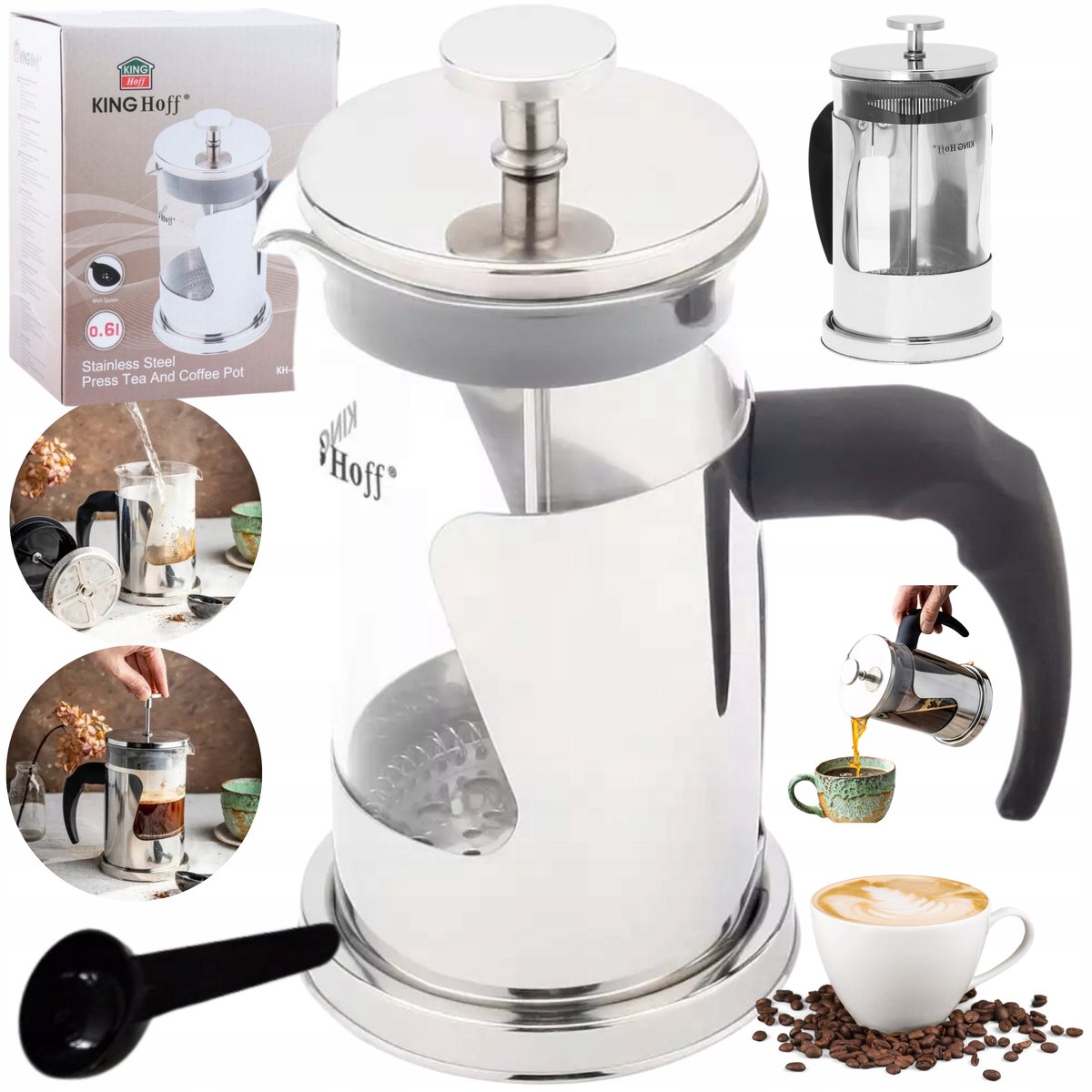 Glazen Koffie- en Theepot met RVS Piston 350ml