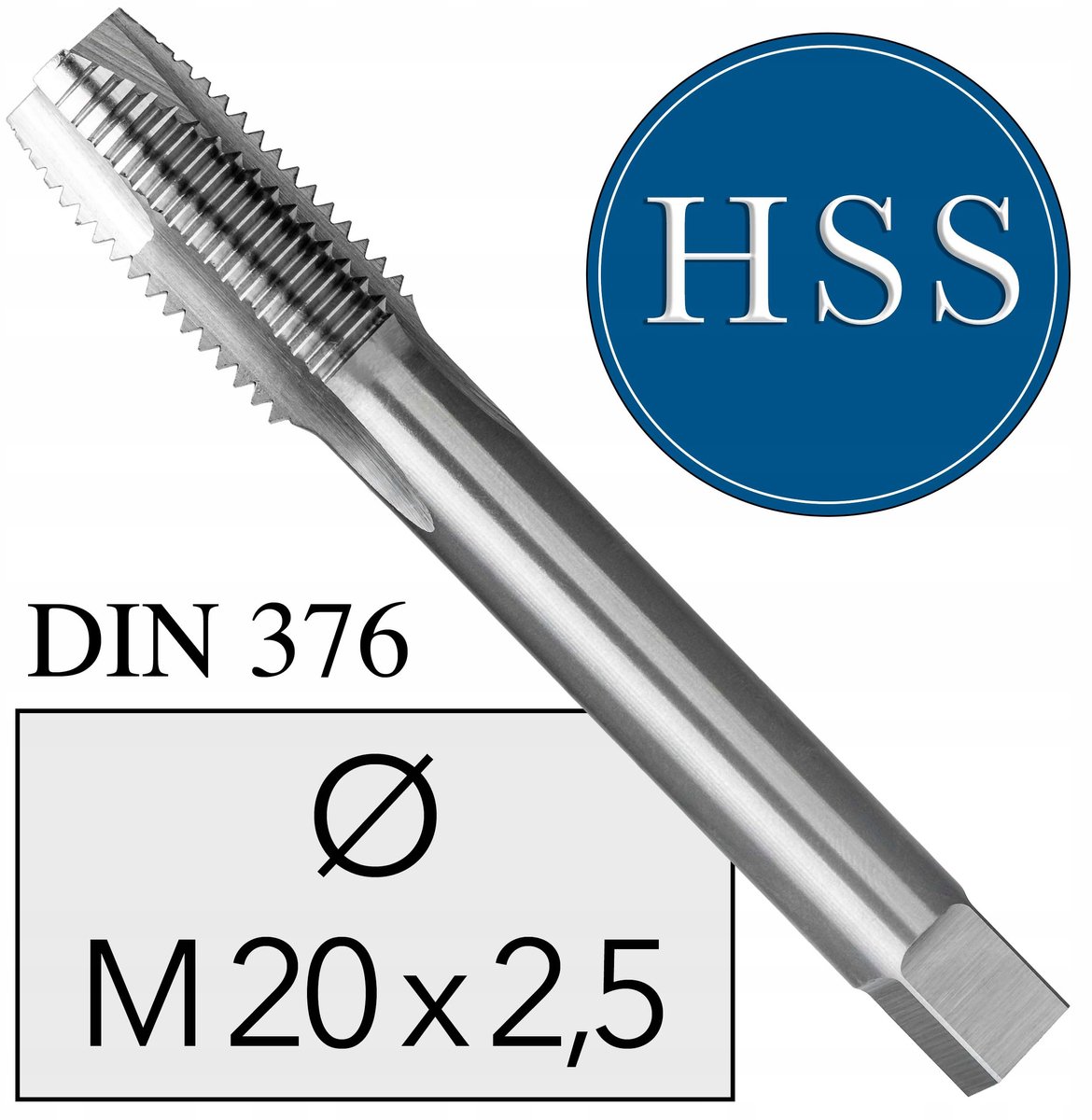 M20x2,5 HSS machinetap DIN 376, doorgaand gat, rechtse draad