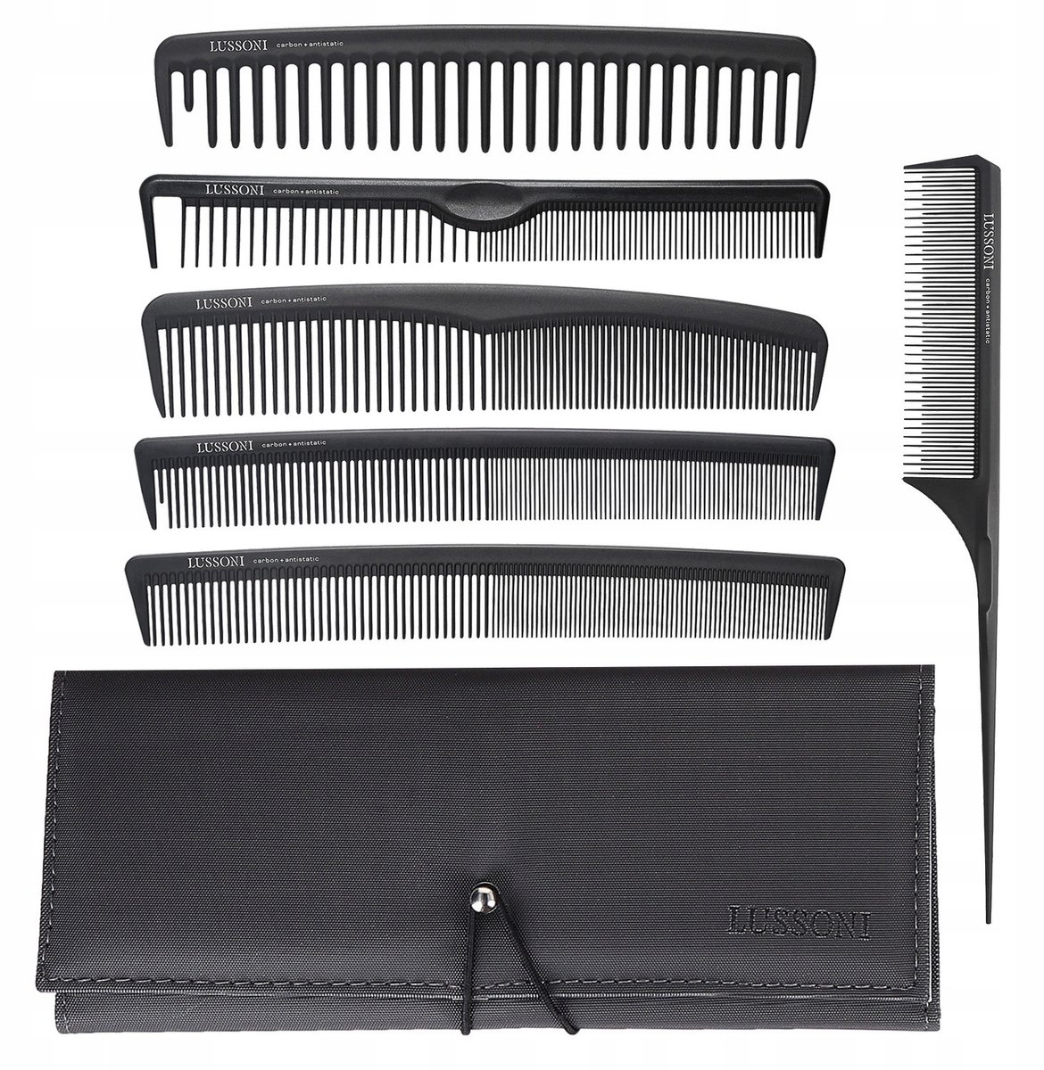 LUSSONI 7-delige Professionele Kammen Set met Etui