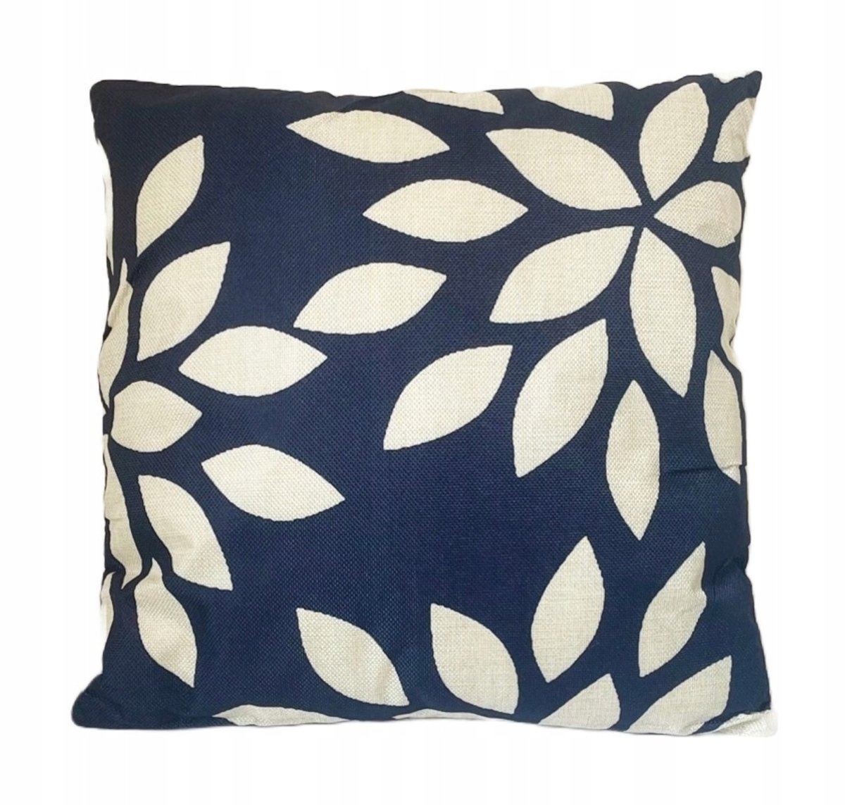 Decoratieve Kussenhoes 45x45cm Jute Blauwe Bladeren
