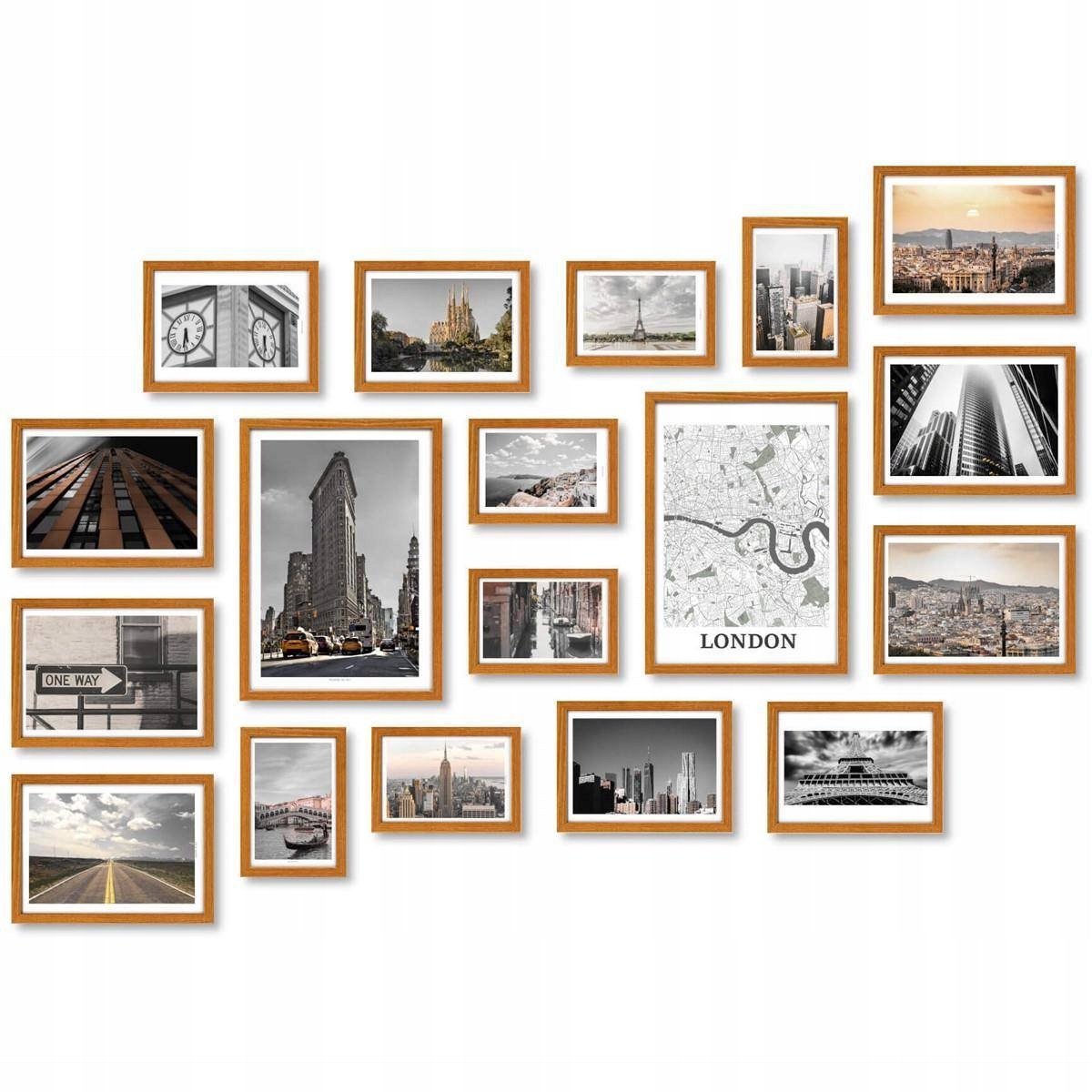 Houten Galerij Fotolijsten Set - Lichtbruin, 18 Stuks