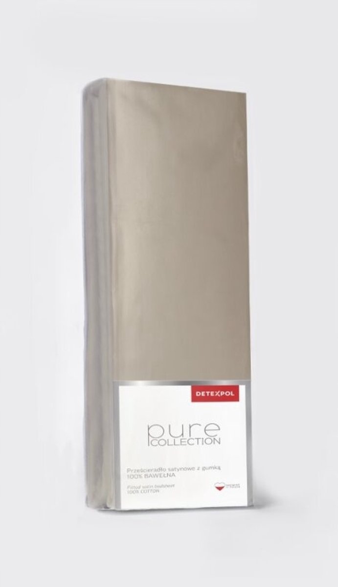 Detexpol Satijn Katoenen Hoeslaken 140x200 cm Puur Taupe Beige