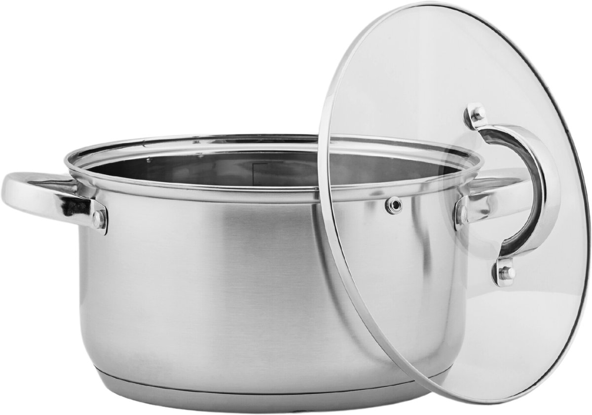 RVS Pan 2L met Deksel - 18cm Diameter - Geschikt voor Inductie