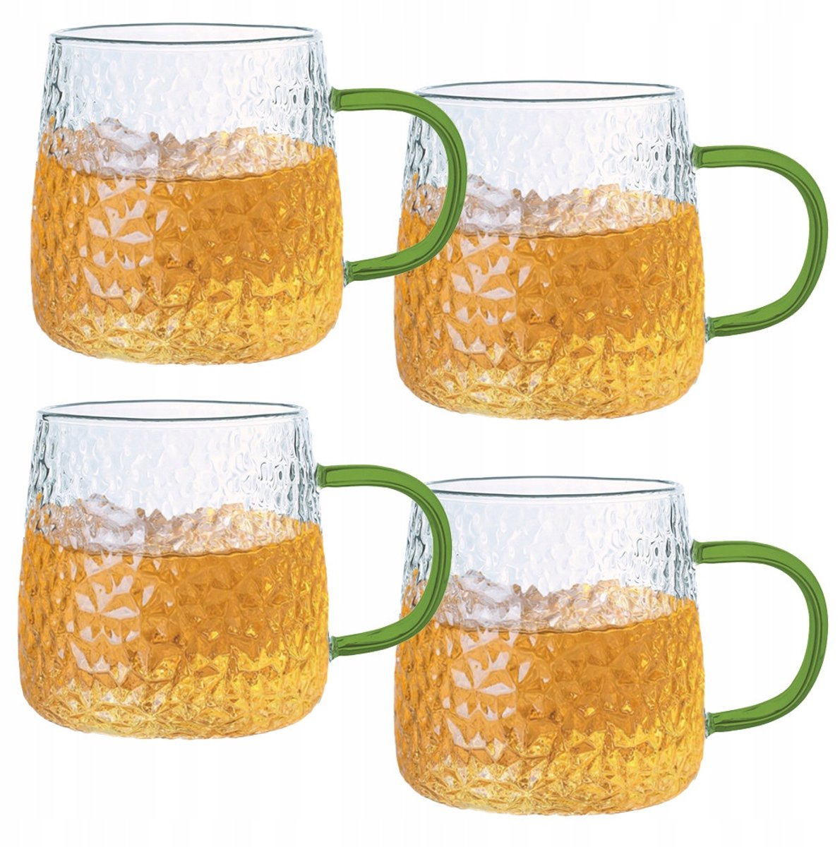 MG Home DECO Glazen 350ml, 4 stuks, Groen Handvat