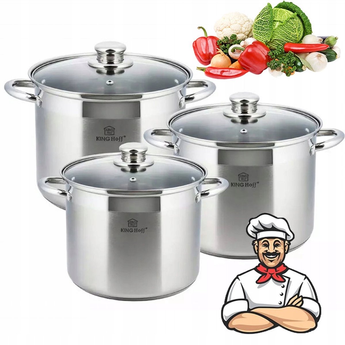 RVS Pannenset 4L, 5.5L, 7.2L - 6 Delig - Inductie Geschikt