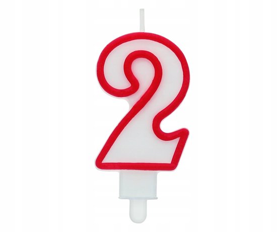 Bougie Witte numéro 2 avec bordure rouge - 7 cm pour gâteau d'anniversaire