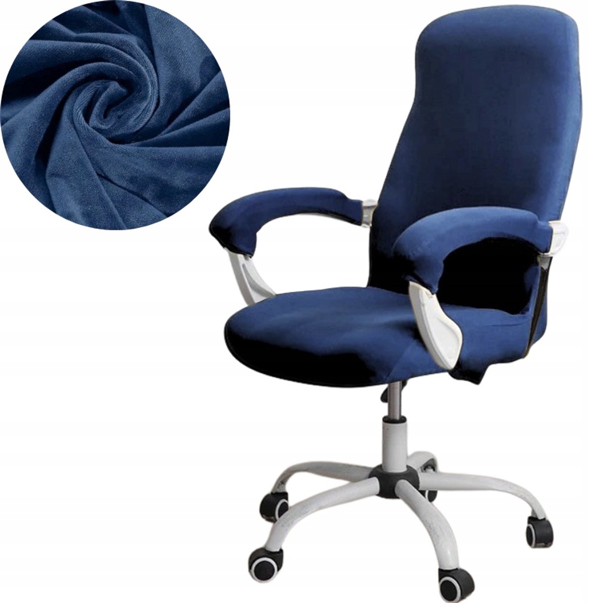Premium Velvet Stoelhoes Bureau Draaistoel - Navy Blauw