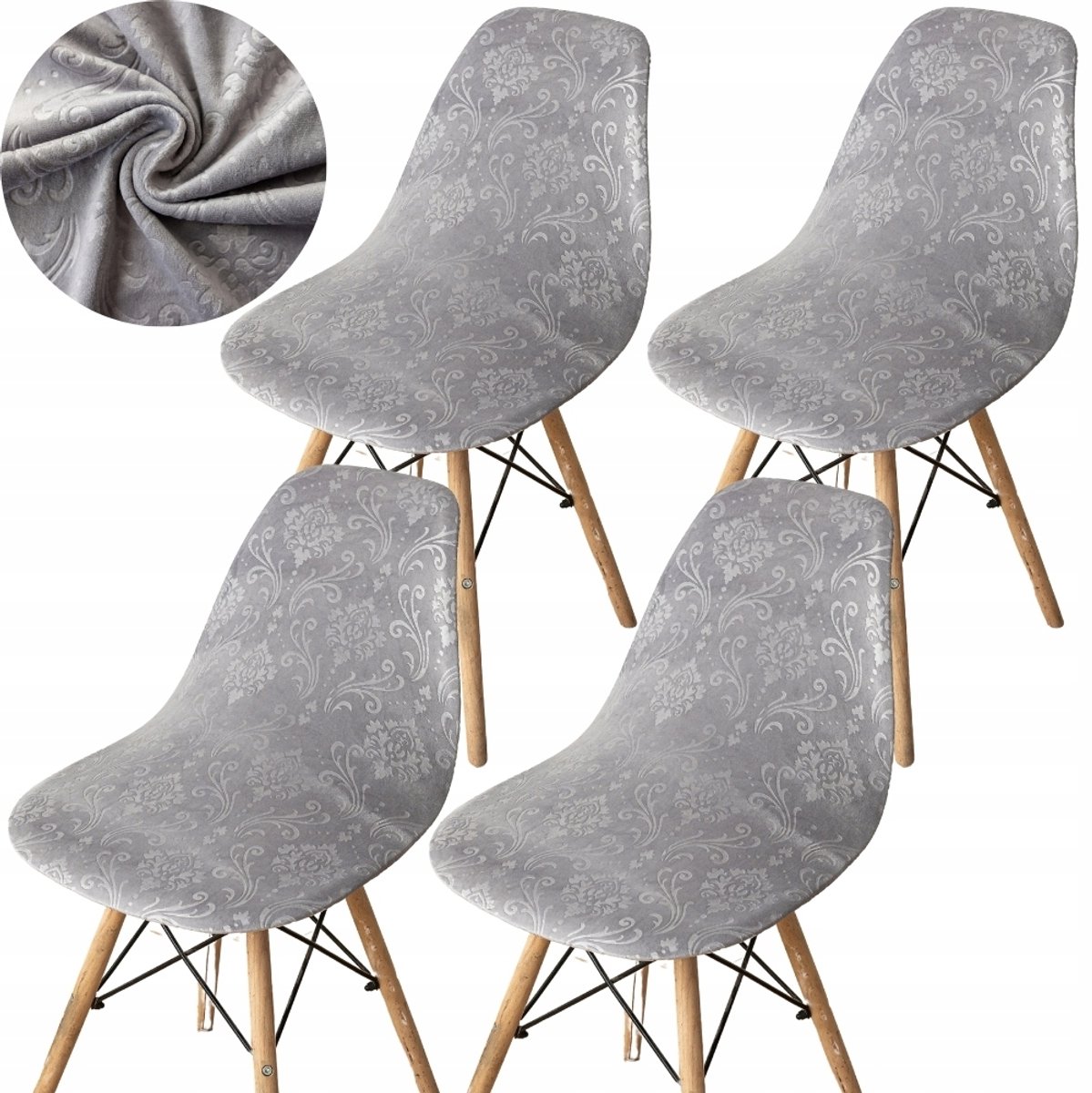 4x Stoelhoes Velours Scandinavisch Grijs - Oeko-Tex
