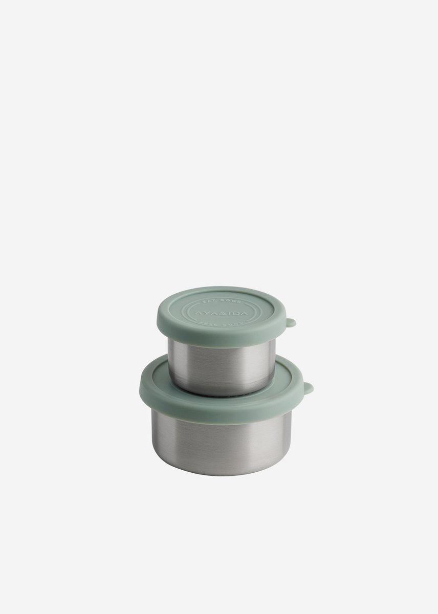 AYA&IDA - SET Snack Containers - lunchbox - pillendoosje - set voedselcontainer - granola container - 100ml + 200ml - Mint Green