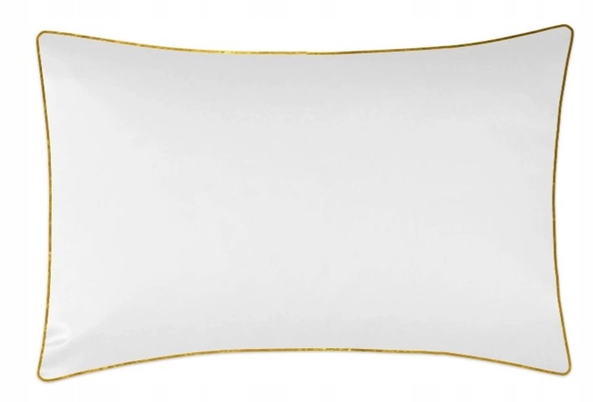 Luxe Katoen Satijn Kussensloop Wit met Gouden Rand 50x60 cm