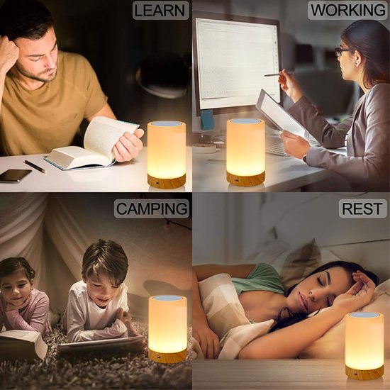 Nachtlampje - Nachtlampje voor de babykamer - Dimbaar aanraaklampje - Sfeerverlichting - 13 RGB-kleuren - 5 helderheidsniveaus - Draagbare oplaadbare nachtkastjelamp - Geschikt voor kinderkamers, kantoren, slaapkamers, woonkamers en campings — afbeelding 5
