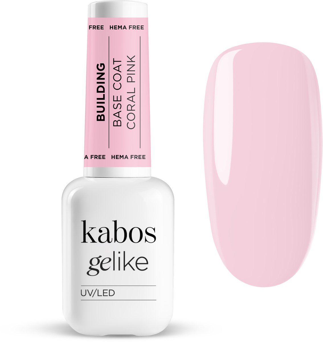 Kabos Kleurrijke basis voor opbouw Gelike Building Base Coat Coral Pink / Koraalroze 10ml