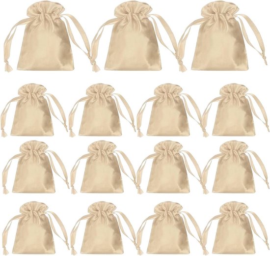 12x Kerst Cadeauzakjes Met Trekkoord – 10x14 Cm – Feestelijk Design, Herbruikbaar – Ideaal Voor Snoep, Sieraden, Mini-speelgoed En Kerstversiering (imitatie-linnen)
