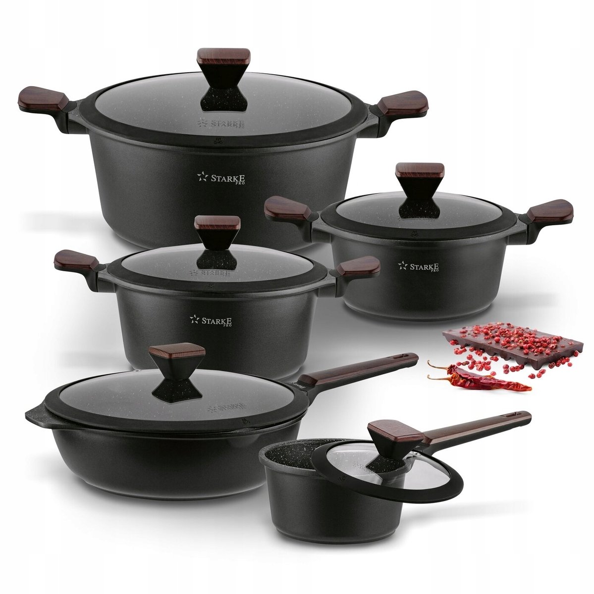 Starke Pro Redwood Kookgereiset met Pan & Deksel - 10-delig - Inductie