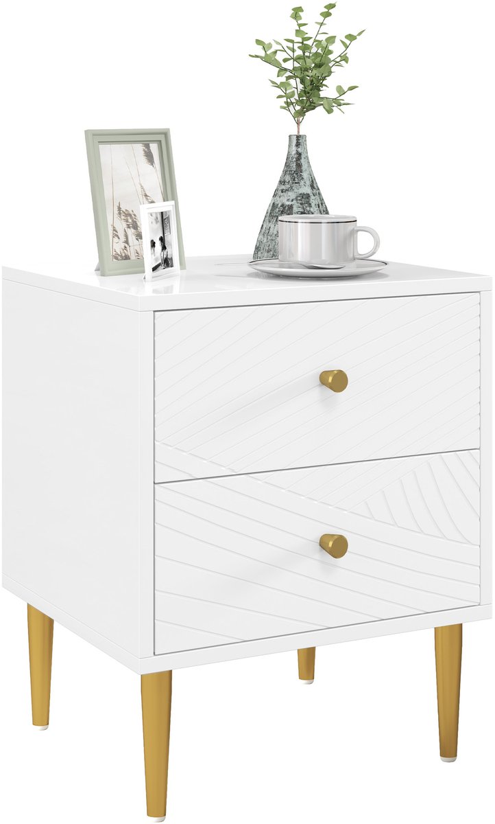 HOMCOM-Nachtkastje-MDF-40x35x50cm-Wit