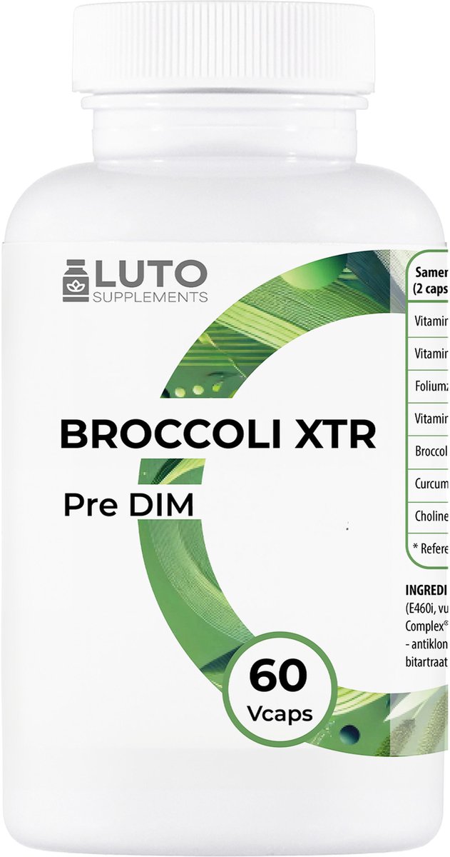 Broccoli XTR Pre DIM – Broccoli- & Kurkuma-extract met Choline, Vitamine B6, Foliumzuur & B12 – Sulforafaan Complex – 60 vegetarische capsules – LUTO Supplements