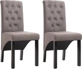 Eetkamerstoelen met Knopen Stof Taupe 2 STUKS / Eetkamer stoelen / Extra stoelen voor huiskamer / Dineerstoelen / Tafelstoelen / Barstoelen
