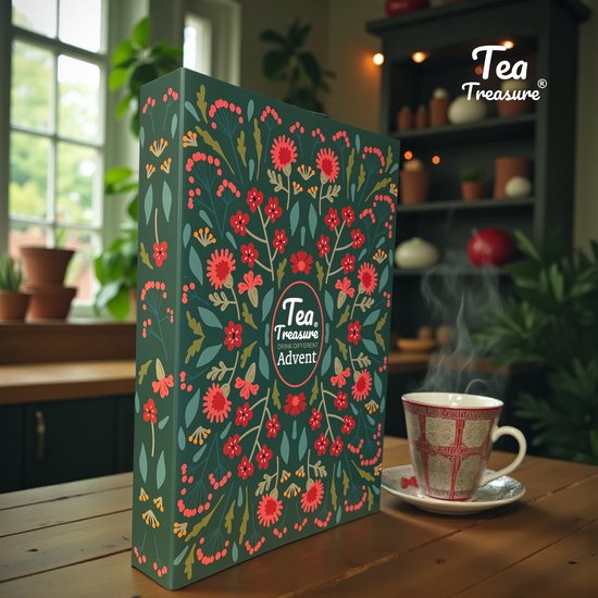Tea Treasure - Thee Adventskalender - 24 Dagen Vol Smaak - Luxe Thee Geschenkdoos - Premium Kwaliteit - Geproduceerd in Nederland - Individueel Verpakte Theezakjes