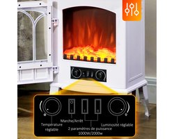 HOMCOM Elektrische Haard - Metaal - 39x23x56,5cm - Wit