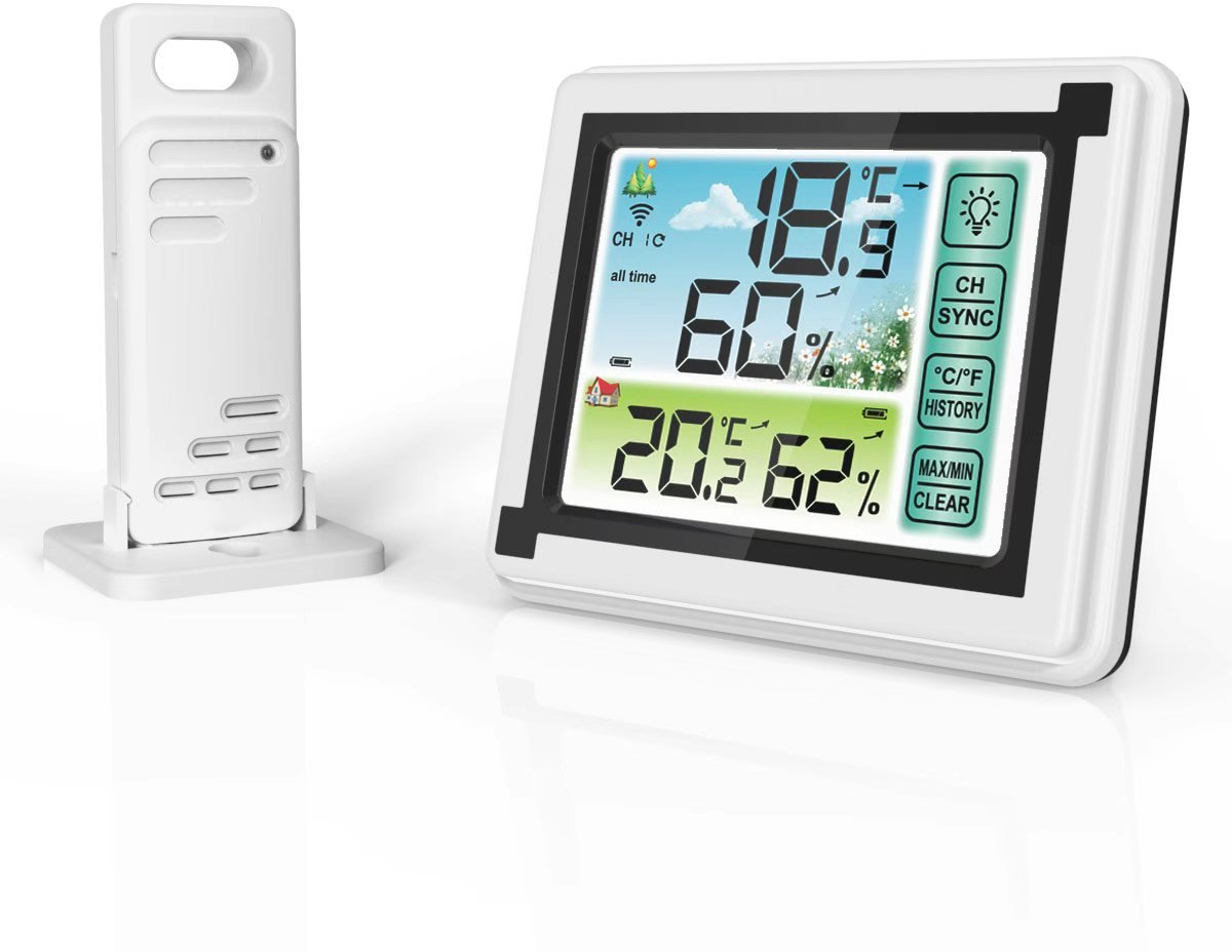 Ecoworks Hygrometer Incl. Batterijen - Met Achtergrondverlichting - Luchtvochtigheidsmeter - Digitaal Weerstation - Thermometer voor Binnen