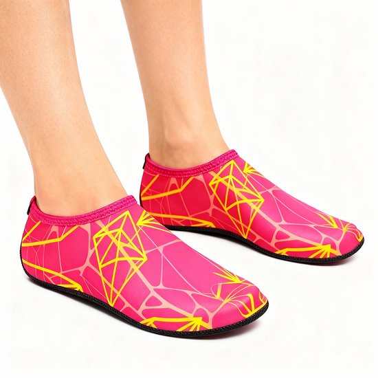 Snel drogende zwemschoenen - Ademende strandschoenen - Zachte en lichte schoenen op blote voeten - Anti-Slip Zwemschoenen - Bedrukte duiksokken - Waterschoenen voor Volwassenen - Geschikt voor cruisen, zwemmen, strand, zwembad, surfen - L