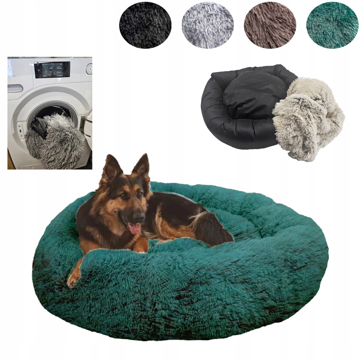 Luxe Hondenkussen Kattenmand Shaggy 100cm Afneembare Hoes