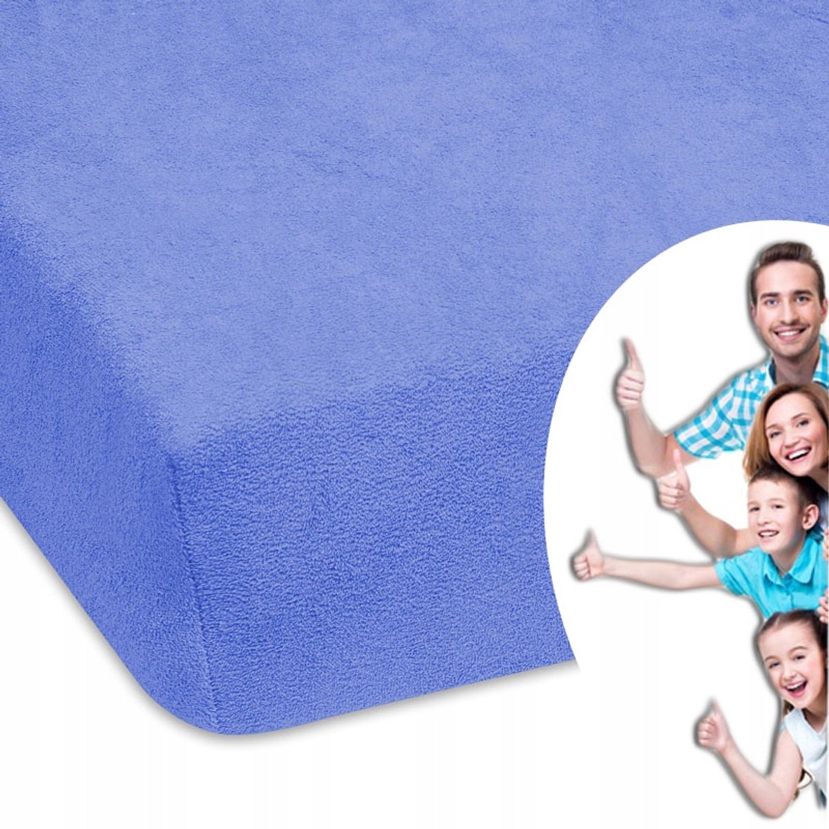 Terry Hoeslaken met Elastiek 180x200 cm Blauw