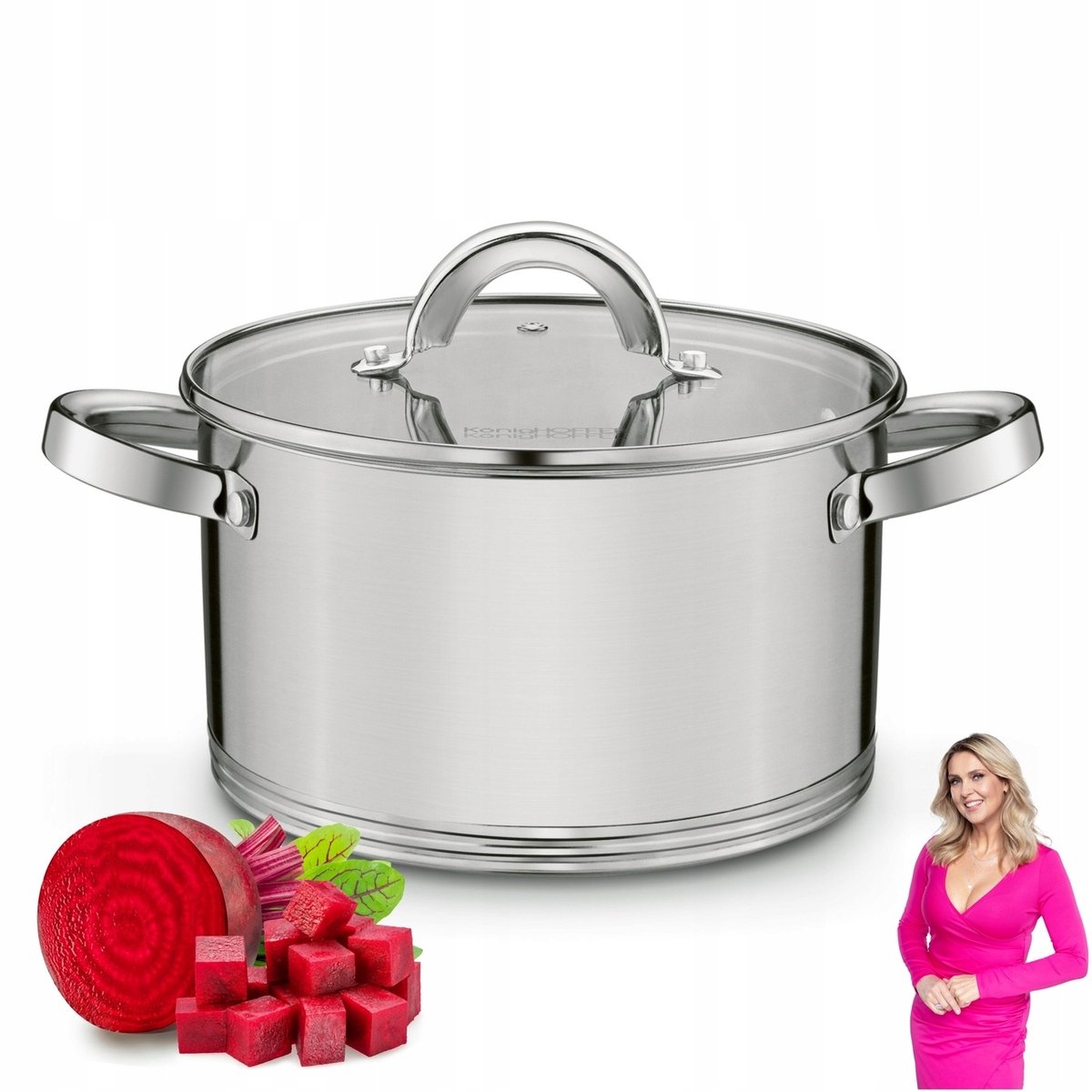 Konigoffer Petra Inductiepan 3,6L RVS met Deksel - 20cm