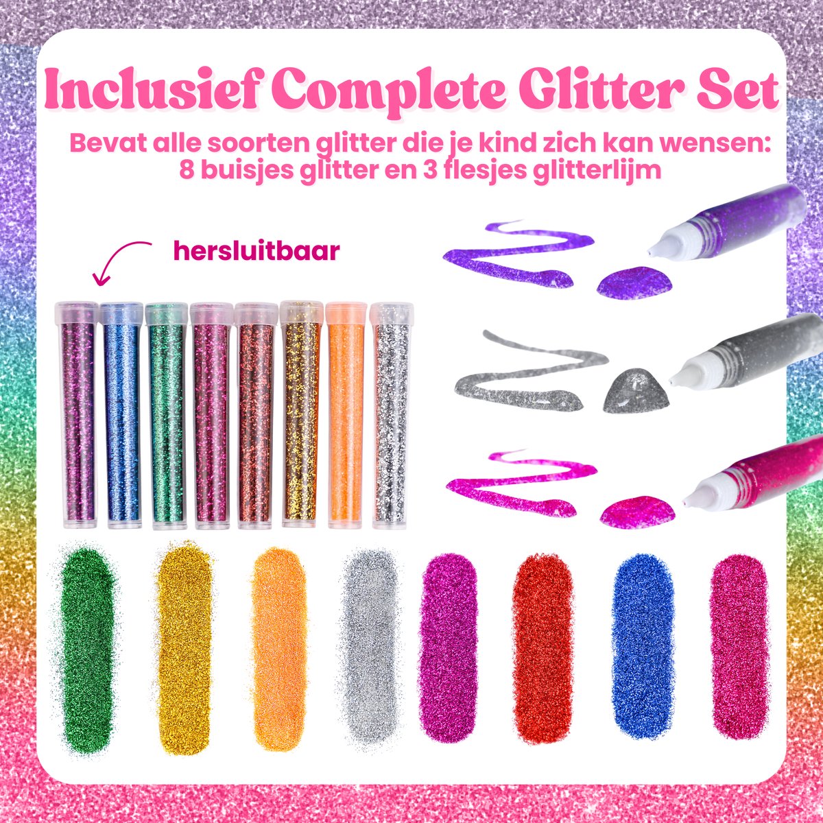 Allerion Glitter Knutseldoos Unicorn - 1043-delig Knutselpakket voor Kinderen - Creatief Speelgoed Meisjes & Jongens - Unicorn Cadeau - Met Lijm, Schaar, Stickers & Foam Vormpjes — afbeelding 9
