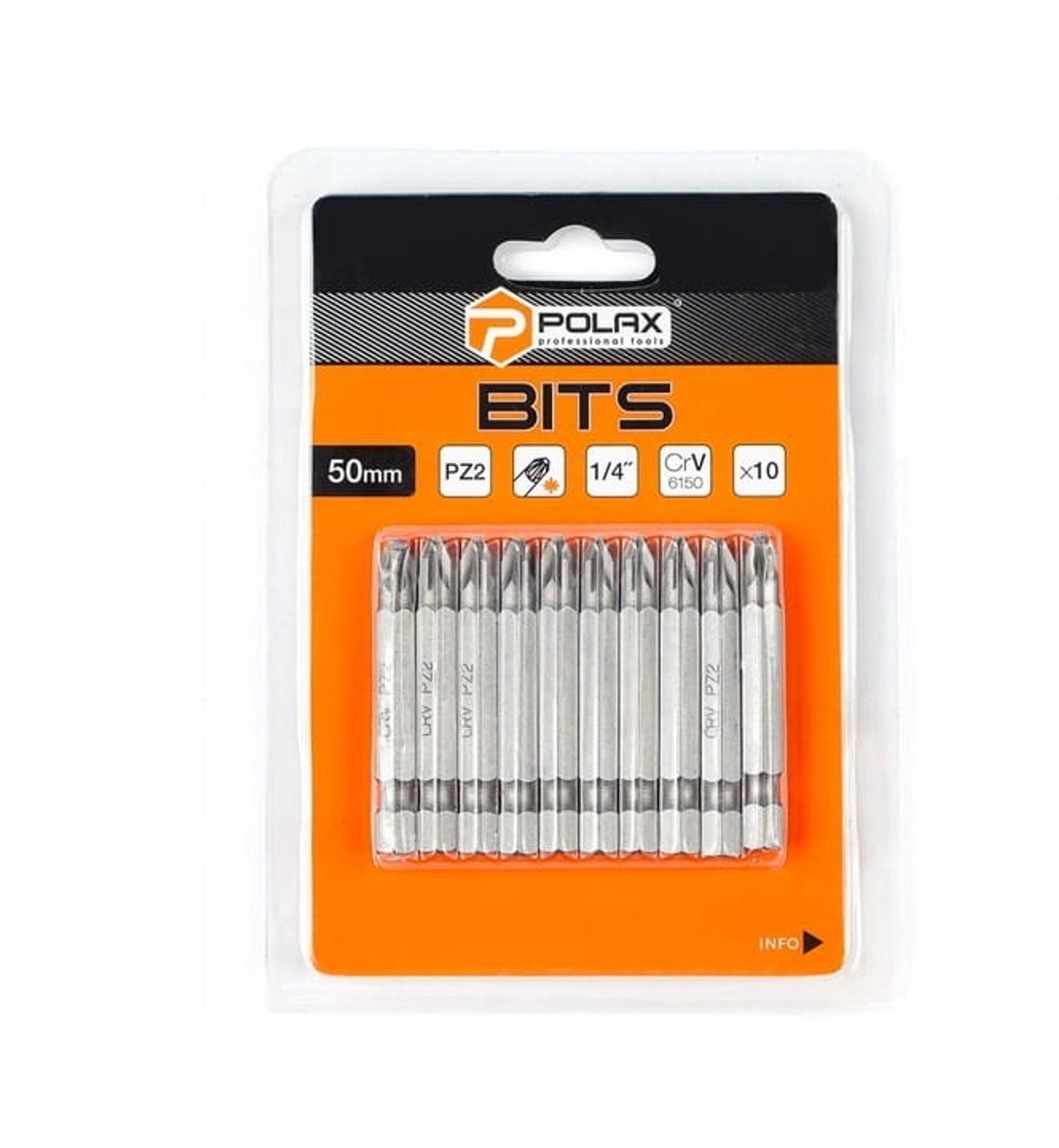 10x PZ2 Bitjes 50mm 1/4" CRV 6150 Staal