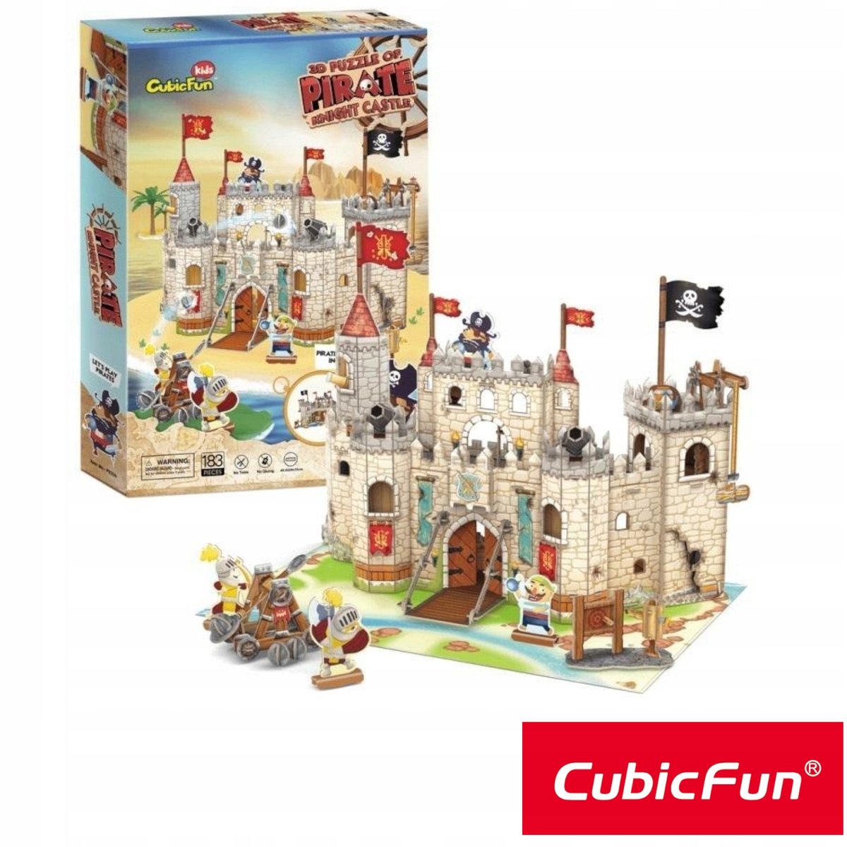 Kubieke leuke 3D Piratenkasteel-puzzel - 183 elementen