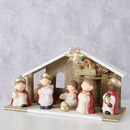 COSTWAY 180 cm opblaasbare kerststal, kerstdecoratie met ledverlichting, replica van de geboorte van Jezus, kerstverlichting, kerstdecoratie voor binnen en buiten, zelfopblazend