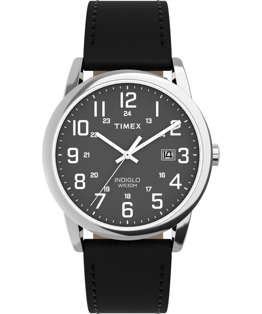 Timex Easy Reader Classic TW2Y12800 Horloge - Leer - Zwart - Ø 38 mm