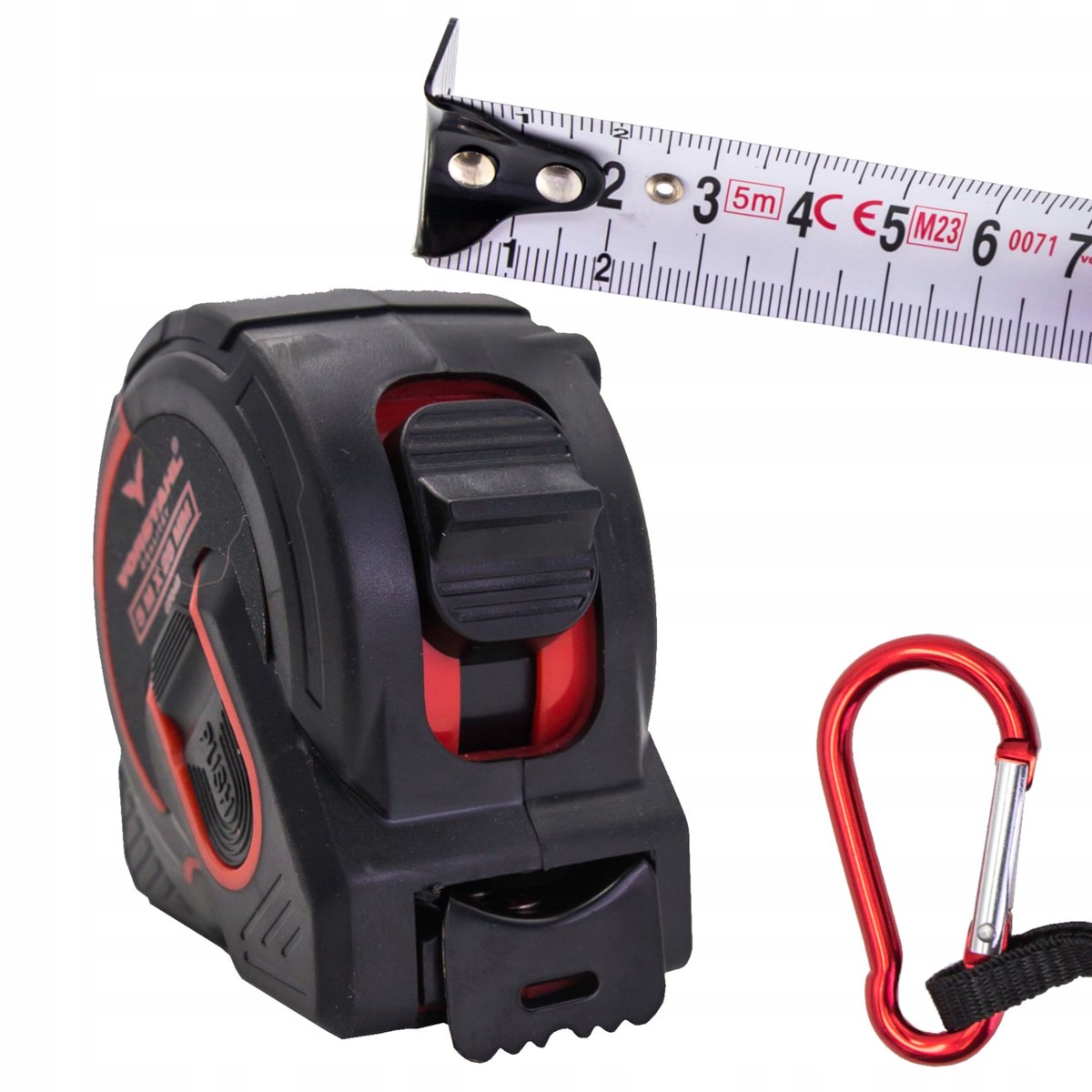 Vorstahl Rolmeter 5m x 25mm Dubbelzijdig met Karabijn & Zachte Terugloop