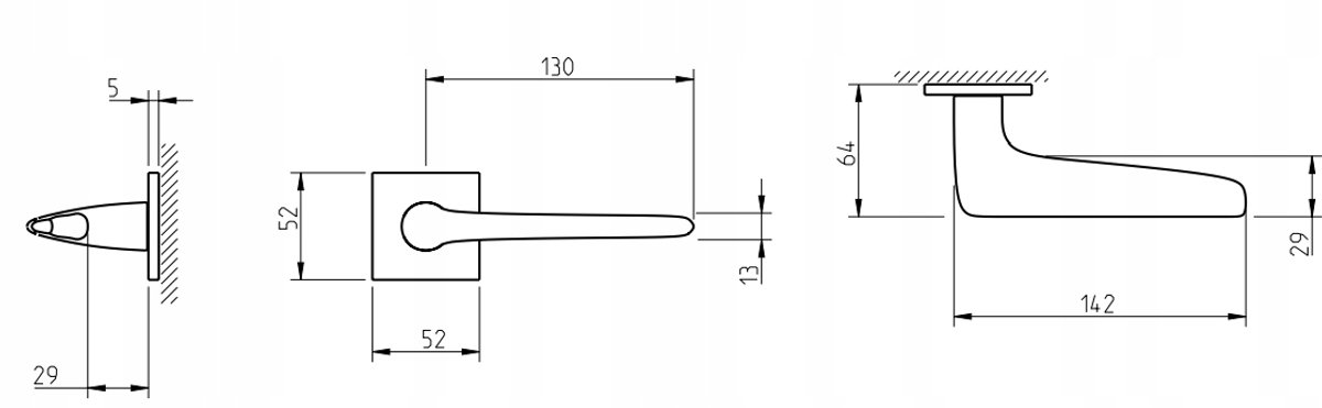 Tupa 4164 5SQ Deurkruk Vierkant Zwart