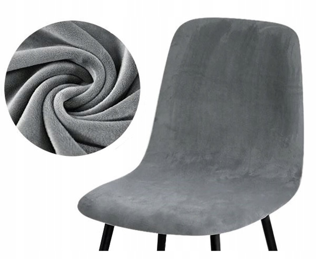 Donkergrijze Velours Stoelhoes Scandinavische Stijl
