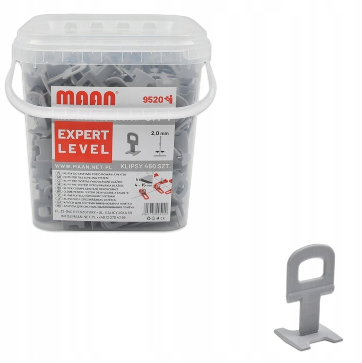 450x Tegelnivelleringsclips EXPERT LEVEL 4-15 mm, voeg 2 mm toe