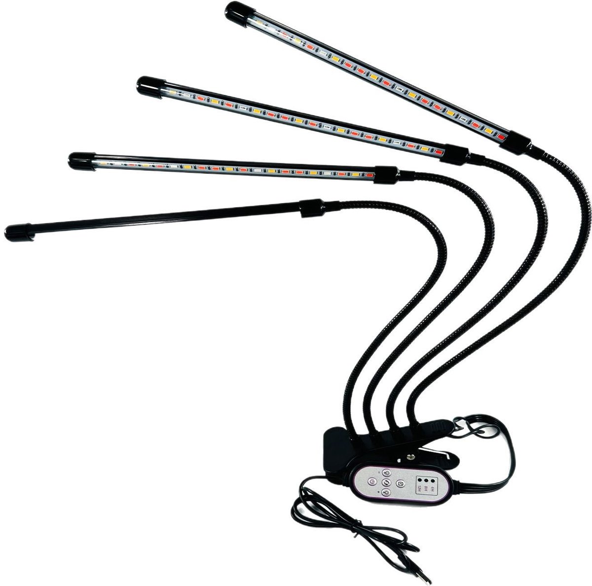 Ynkkvre -LED Plantenlamp met 80 LED’s – Volledig Spectrum Groeilamp met 4 Koppen, 10 Dimbare Niveaus, 4/8/12U Timer & 360° Flexibele Arm – Voor Zaailingen en Vetplanten