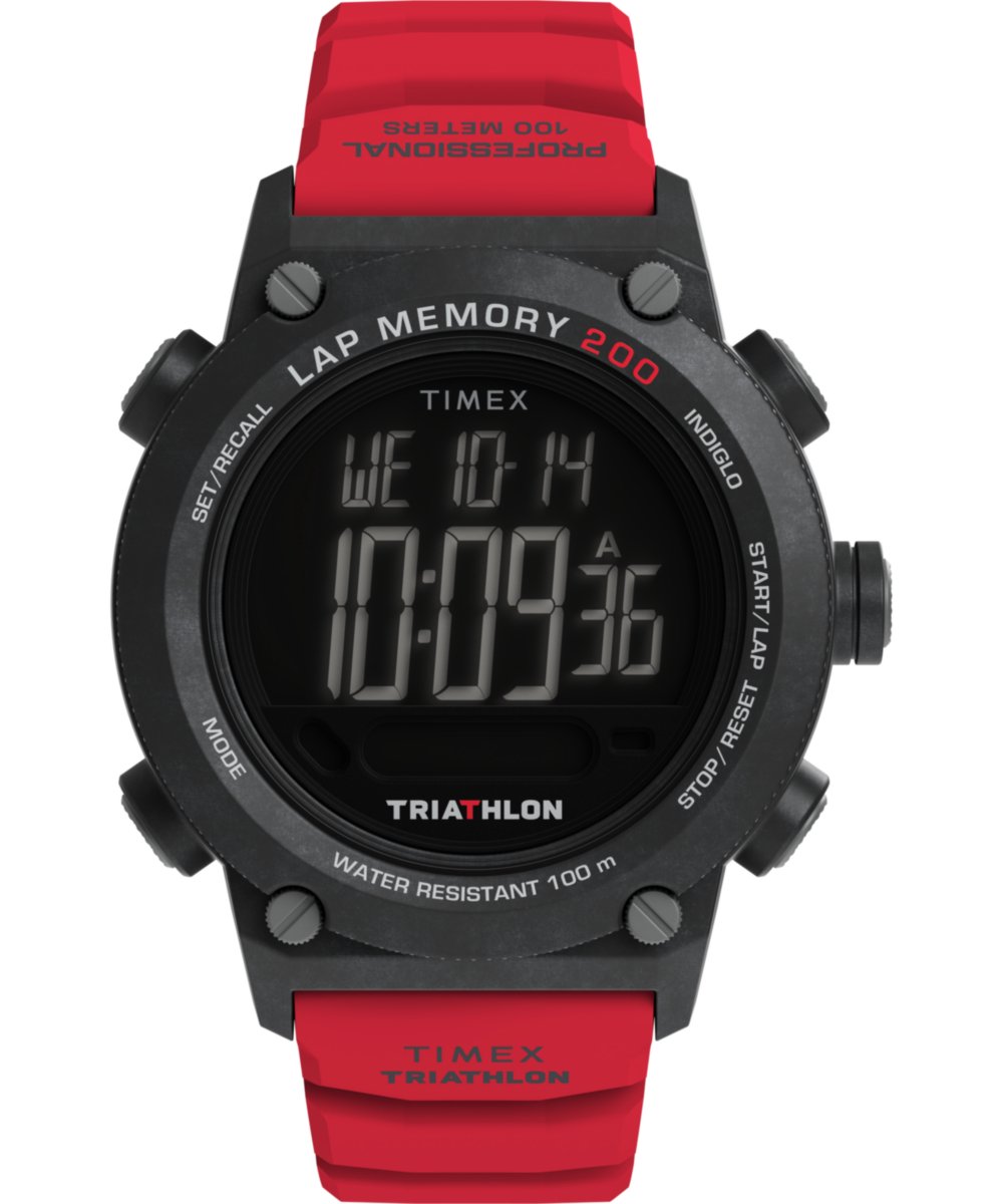 Timex Triathlon TW5M67000 Horloge - Siliconen - Rood - Ø 44 mm
