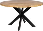 Zita Home - eettafel - 110cm rond - mango - met zwart metalen onderstel - dutch